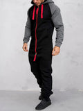 Coofandy Fleece-Sportoverall mit Kontrastnähten