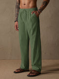 Lässige Loose Fit Baumwoll-Leinen Straight-Hose