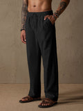 Lässige Loose Fit Baumwoll-Leinen Straight-Hose