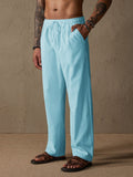 Lässige Loose Fit Baumwoll-Leinen Straight-Hose