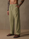 Lässige Loose Fit Baumwoll-Leinen Straight-Hose
