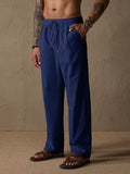 Lässige Loose Fit Baumwoll-Leinen Straight-Hose