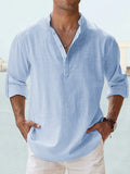 Casual Baumwoll Leinen Langarmhemd