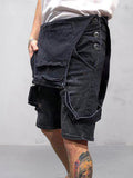 Destroyed Denim Latzhose Shorts