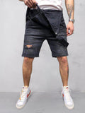 Destroyed Denim Latzhose Shorts