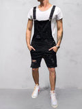 Destroyed Denim Latzhose Shorts