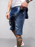 Destroyed Denim Latzhose Shorts