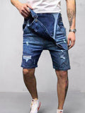 Destroyed Denim Latzhose Shorts