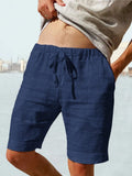 Baumwoll-Leinen Shorts mit Kordelzug