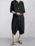 Casual weiches zweiteiliges Baumwoll Leinen Set