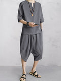 Casual weiches zweiteiliges Baumwoll Leinen Set