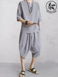 Casual weiches zweiteiliges Baumwoll Leinen Set