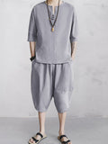 Casual weiches zweiteiliges Baumwoll Leinen Set
