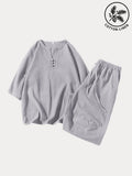 Casual weiches zweiteiliges Baumwoll Leinen Set
