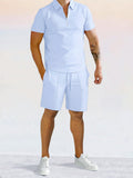 Lässiges einfarbiges Poloshirt-Set