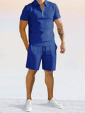 Lässiges einfarbiges Poloshirt-Set