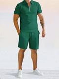 Lässiges einfarbiges Poloshirt-Set
