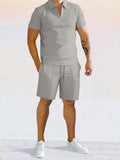 Lässiges einfarbiges Poloshirt-Set