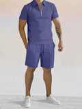 Lässiges einfarbiges Poloshirt-Set