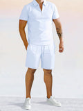 Lässiges einfarbiges Poloshirt-Set