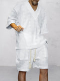 Lässiges Zopfstrick-Set mit T-Shirt und Shorts