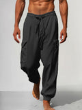 Baumwoll-Leinen-Hose mit mehreren Taschen