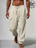 Baumwoll-Leinen-Hose mit mehreren Taschen