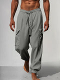 Baumwoll-Leinen-Hose mit mehreren Taschen