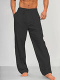 Bequeme Baumwoll-Leinen-Hose mit geradem Bein