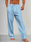 Bequeme Baumwoll-Leinen-Hose mit geradem Bein