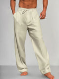 Bequeme Baumwoll-Leinen-Hose mit geradem Bein