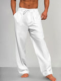 Bequeme Baumwoll-Leinen-Hose mit geradem Bein