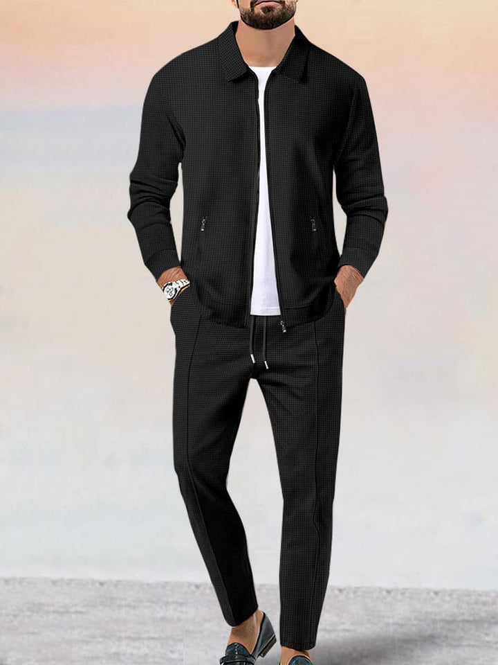 Athleisure weiches Waffelstrick Jacken Set