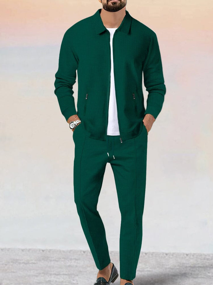 Athleisure weiches Waffelstrick Jacken Set