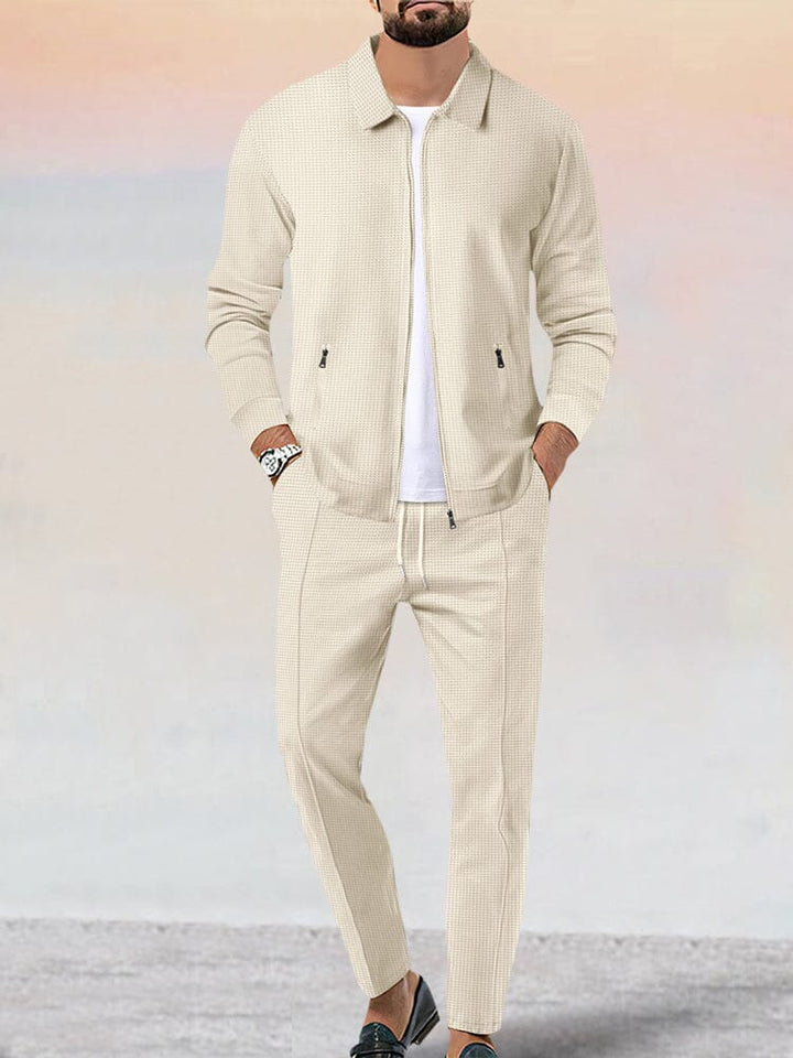 Athleisure weiches Waffelstrick Jacken Set