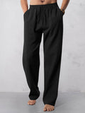 Casual Straight Leg Baumwoll Leinen Hose