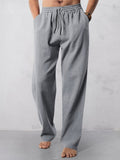Casual Straight Leg Baumwoll Leinen Hose