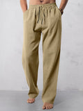 Casual Straight Leg Baumwoll Leinen Hose