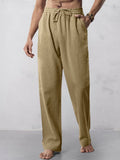 Casual Straight Leg Baumwoll Leinen Hose