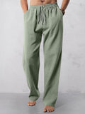 Casual Straight Leg Baumwoll Leinen Hose