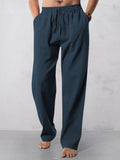 Casual Straight Leg Baumwoll Leinen Hose