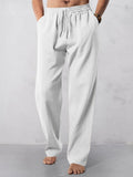 Casual Straight Leg Baumwoll Leinen Hose