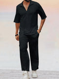 Casual Shirt Set mit Wasserwellen Struktur