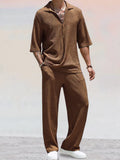 Casual Shirt Set mit Wasserwellen Struktur