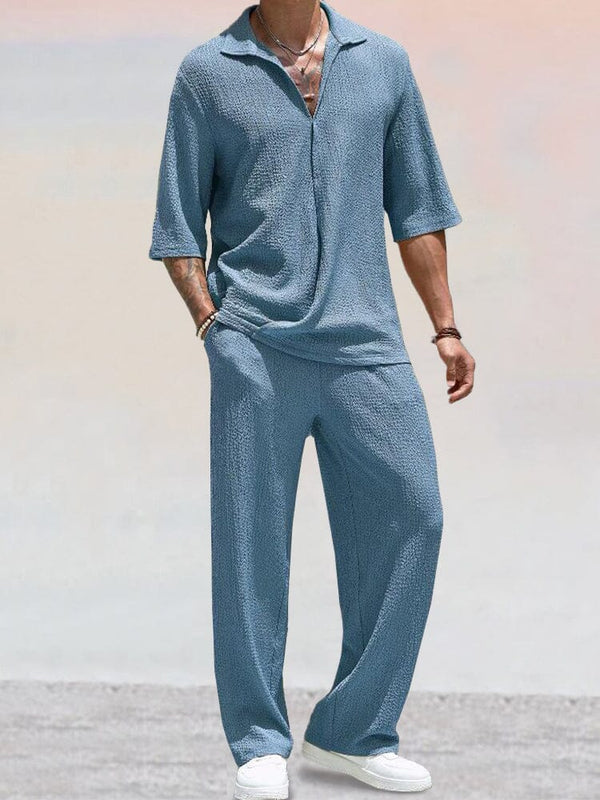 Casual Shirt Set mit Wasserwellen Struktur