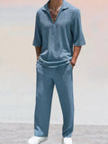 Casual Shirt Set mit Wasserwellen Struktur