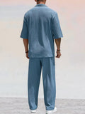 Casual Shirt Set mit Wasserwellen Struktur