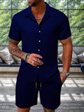 Strukturiertes Freizeit-Set aus Hemd und Shorts