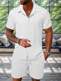 Strukturiertes Freizeit-Set aus Hemd und Shorts