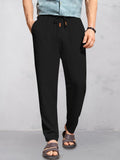 Lässige Baumwoll-Leinen-Hose mit geradem Schnitt